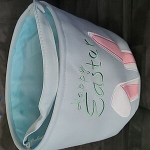 Bunny Love Light Blue Tote Spring Green Happy Easter White Bunny Pink Ear Basket